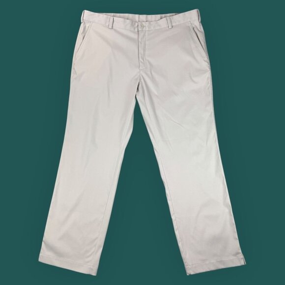 Nike Golf Dri-Fit Mens Performance Stretch Cream Pants Straight Leg Flat Front - Picture 1 of 11